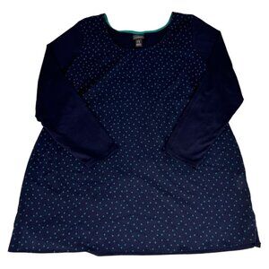Oh Baby by Motherhood Geo Dots Tunic Dress Women's L Maternity Blue Sash Belted